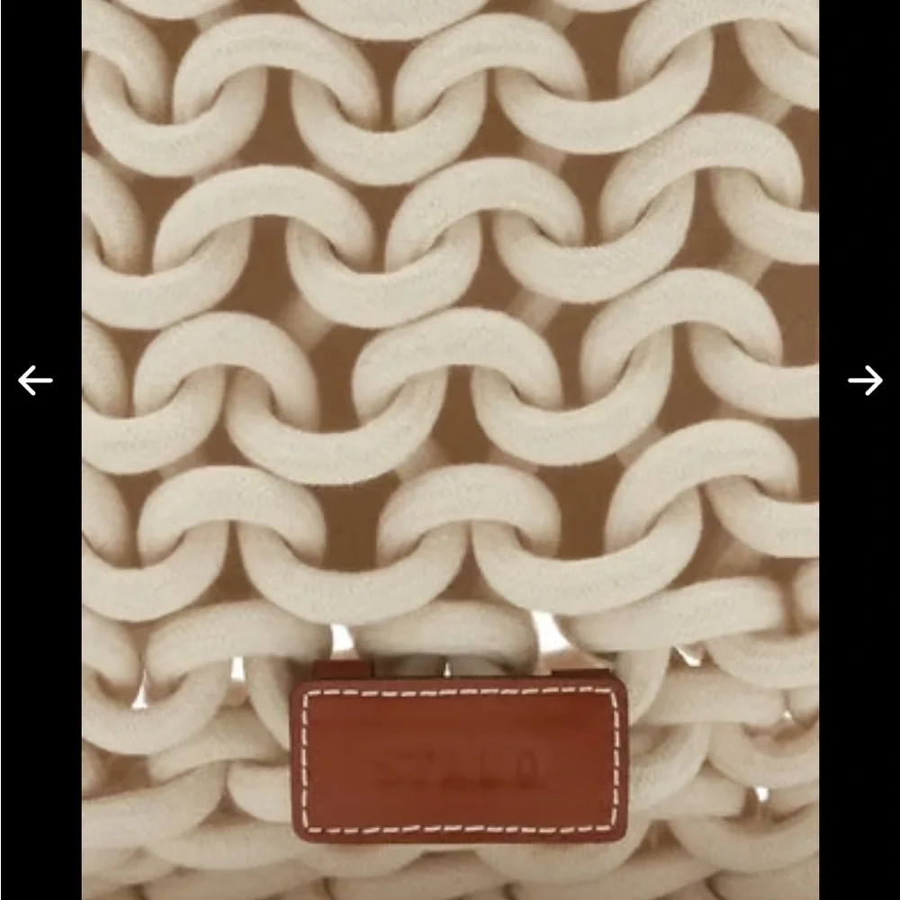 STAUD Corda Cream and Brown Leather-trimmed Rope Bag - Picture 7 of 11